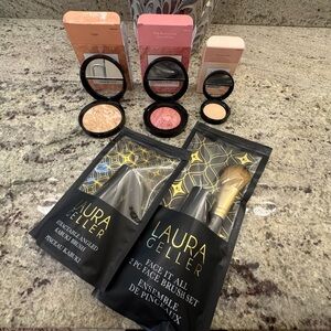 Laura Geller Color Correcting Foundation Blush and Highlight Set w/3 brush set